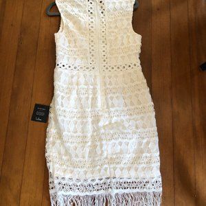 White Lacy Geometric Dress
